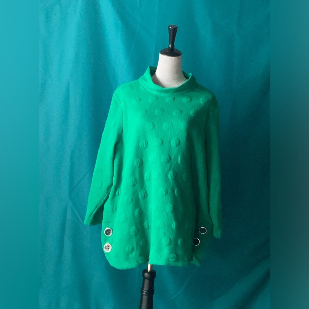 Ali Miles Green Cowl Neck Sweater
